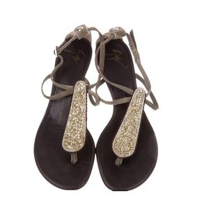 AUTHENTIC GIUSEPPE ZANOTTI Glitter Thong Wedge